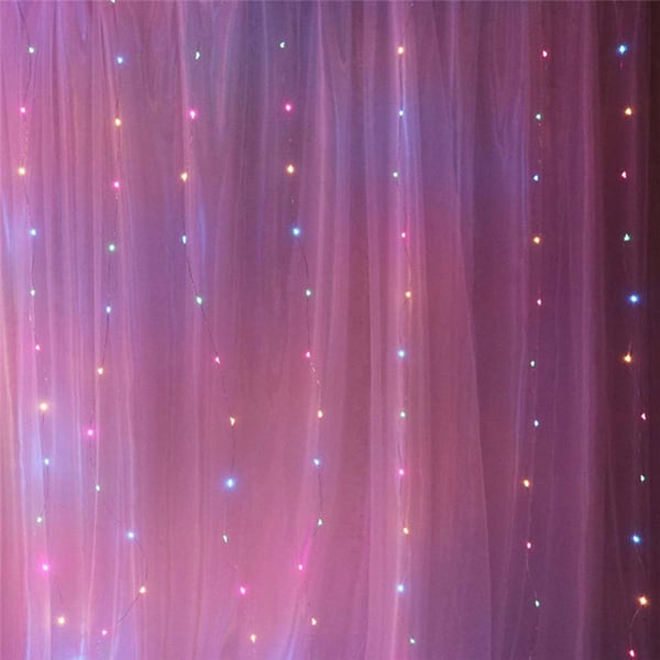 LED-gardin 3 x 3 m / lysgardin / USB-lysgardin / dekorationsbelysning med fjernbetjening
