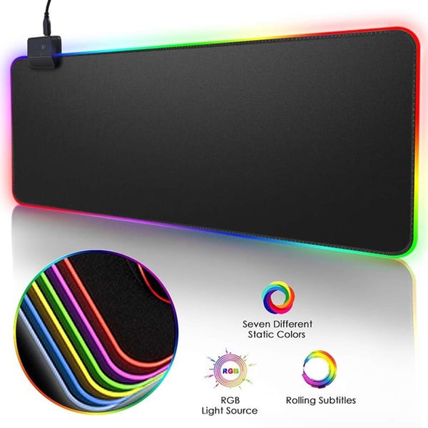 Gamingmusematte med RGB-belysning - 90x40 cm