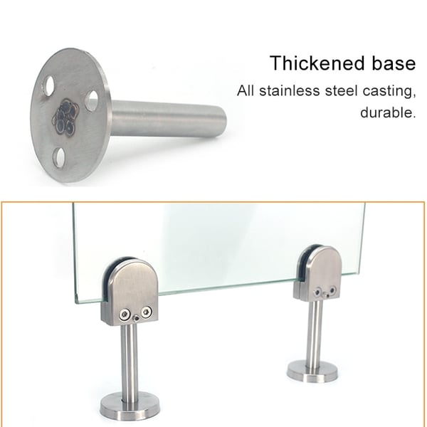 Klemmefeste for glassvegg 14x80 mm XL / Glassfeste med stang / Platefeste i rustfritt stål