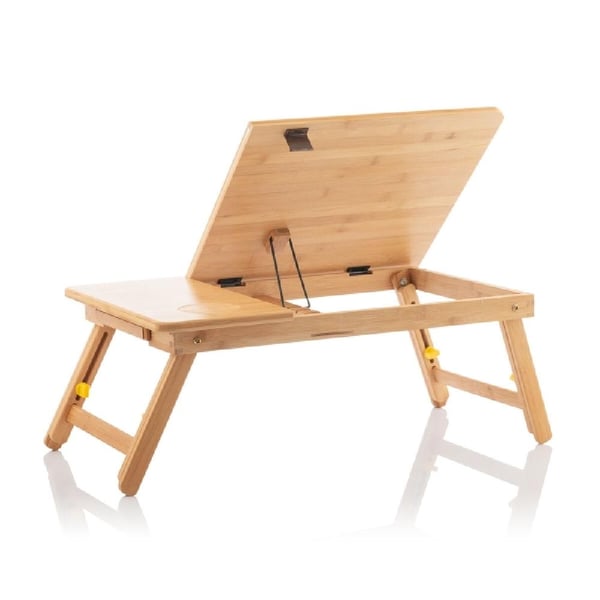 Foldbart laptopbord i bambus til laptop og tablet - bakkebord til seng og sofa