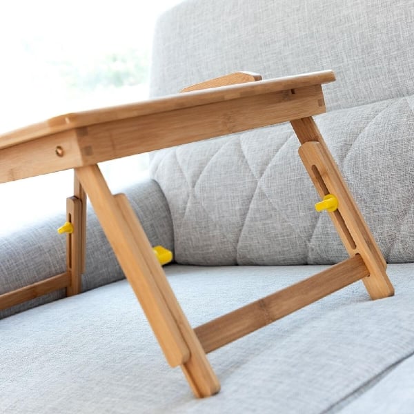 Foldbart laptopbord i bambus til laptop og tablet - bakkebord til seng og sofa