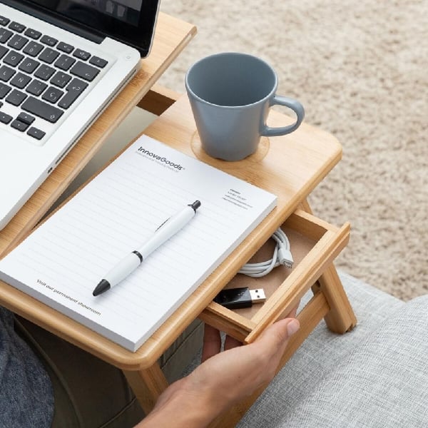 Foldbart laptopbord i bambus til laptop og tablet - bakkebord til seng og sofa