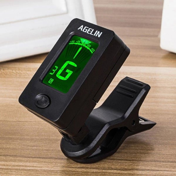 Digital clip-on tuner - stämapparat / gitarrstämmare / kromatisk tuner för gitarr, bas, fiol och ukulele