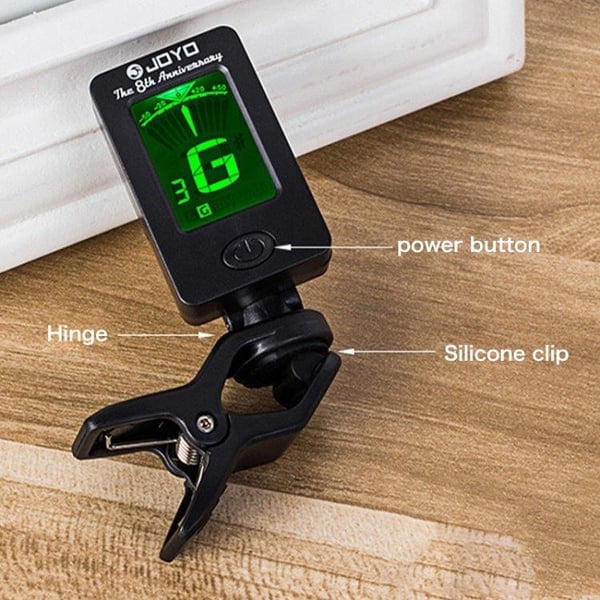 Digital clip-on tuner - stämapparat / gitarrstämmare / kromatisk tuner för gitarr, bas, fiol och ukulele
