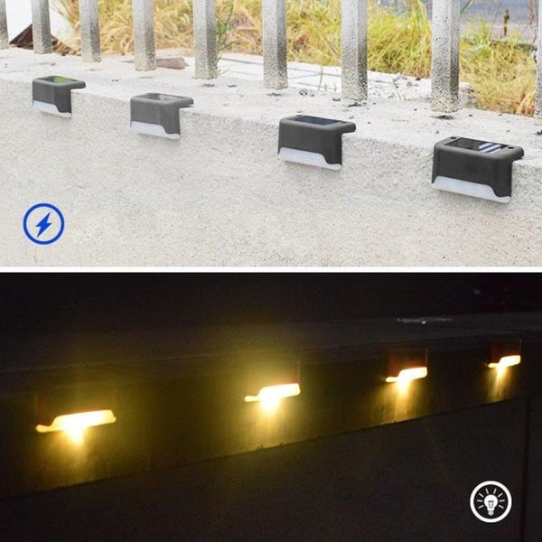 Solcellebelysning til trapp 12 stk. IP65 / til terrasse og gjerde / utendørs trappebelysning