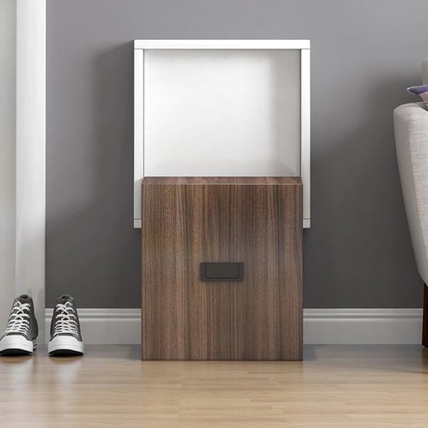 Väggmonterad pall - Vit/Valnöt