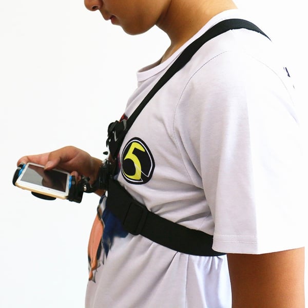 Brystsele med mobilholder for 4-6,5" smarttelefoner