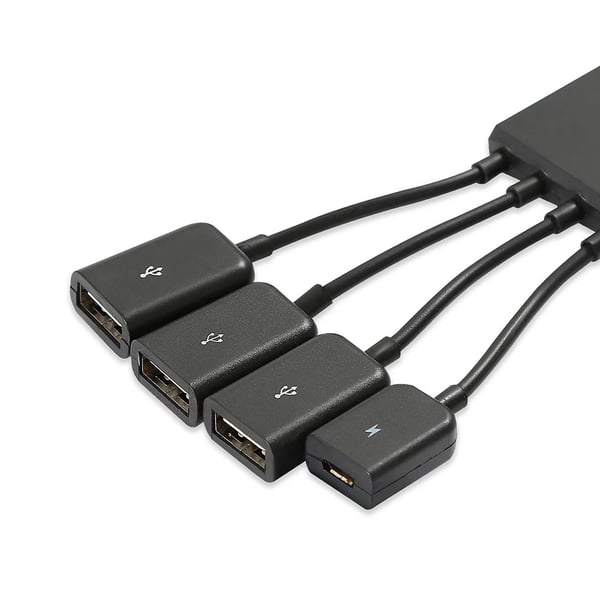 Micro-USB OTG-adapter / USB-hub 3 portar / micro-USB hubb / USB-adapter med laddport