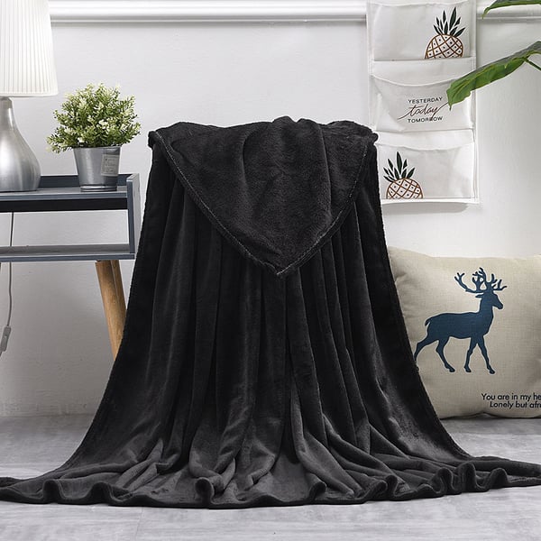 Pledd i Microfiber 200x150cm - Svart