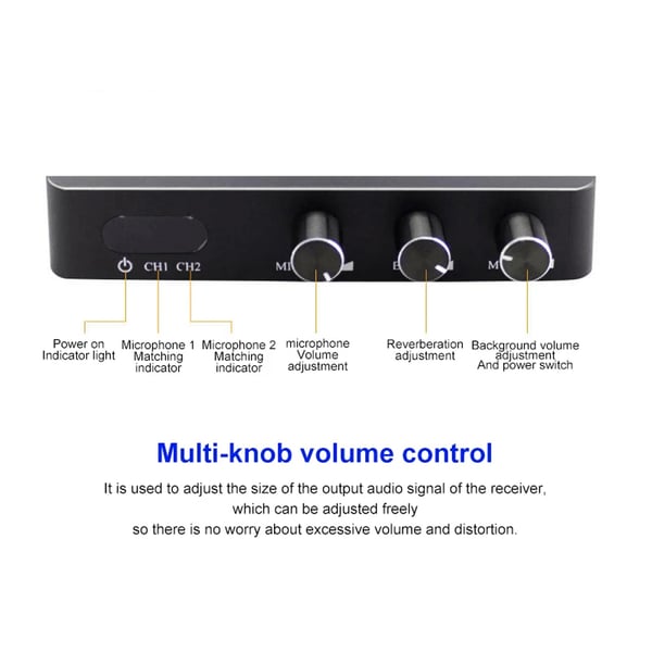 Karaokemaskin / Karaokemixer med två trådlösa mikrofoner och smart TV-kompatibilitet