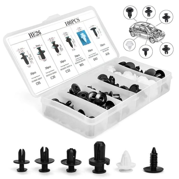 100-pack - plastclips till bil