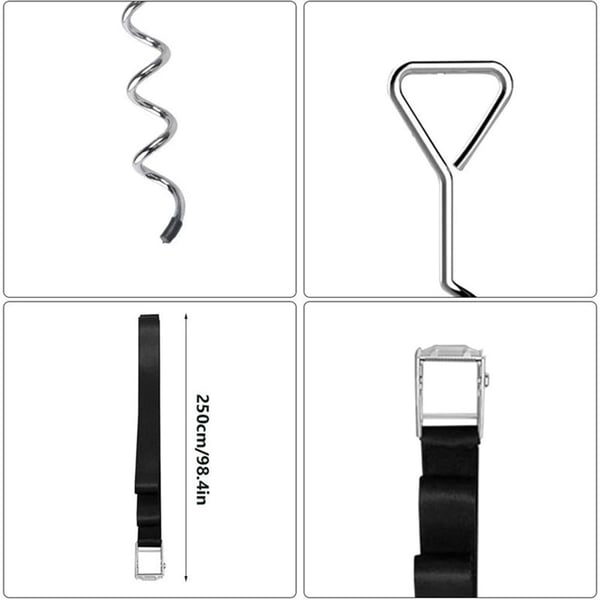 Jordankre med spiraldesign og stropper - 4-pak