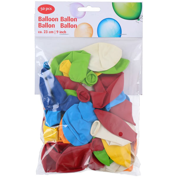 Fargerike ballonger 23 cm 50-pk / lateksballonger / bursdagsballonger / festballonger
