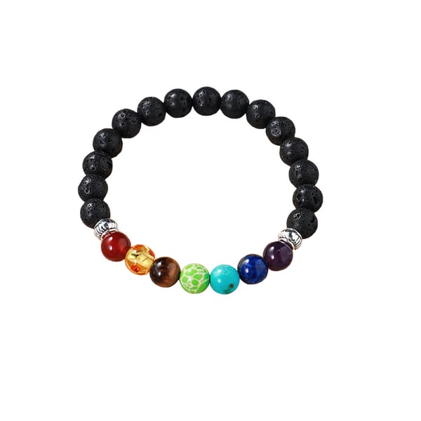 Chakra-armbånd med krystaller og lavasten Chakra-armbånd med krystaller og lavasten