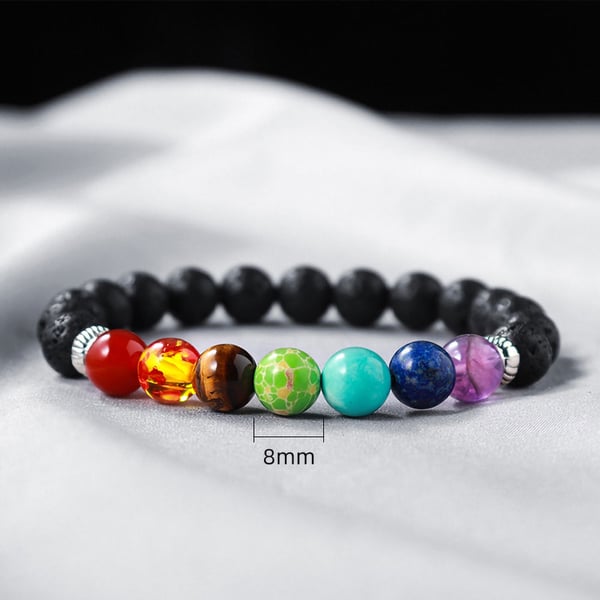 Chakra-armbånd med krystaller og lavasten