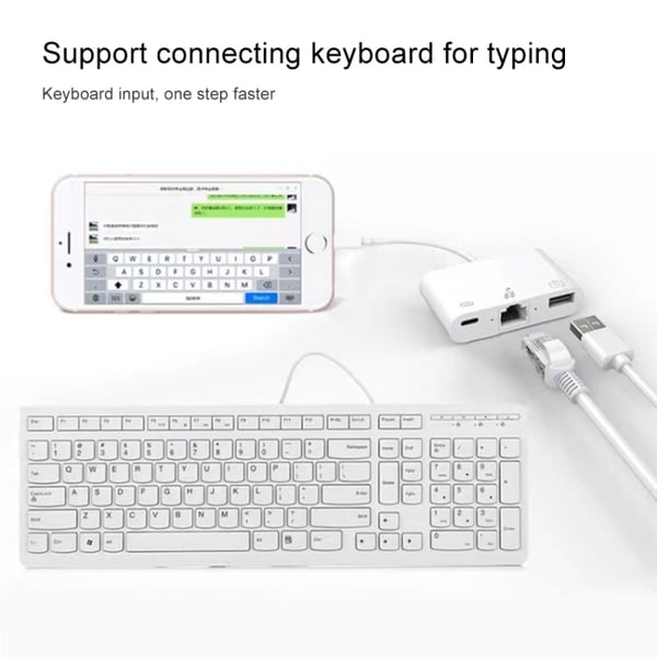 iPhone-adapter til USB + 1000M Ethernet + lynnedslag