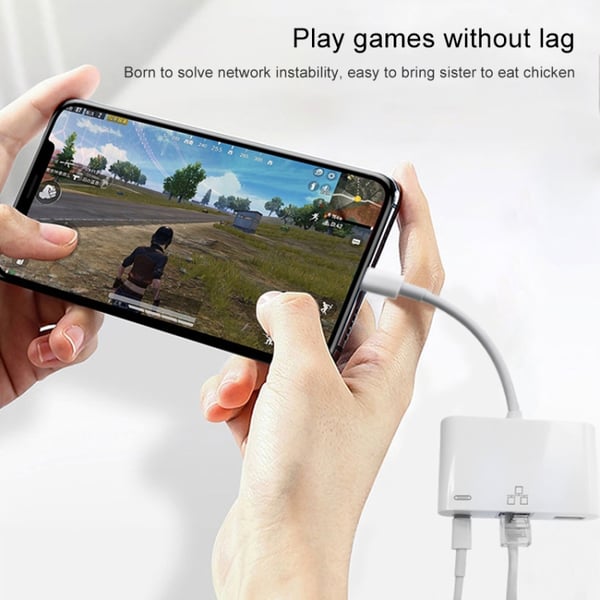 iPhone-adapter til USB + 1000M Ethernet + lynnedslag