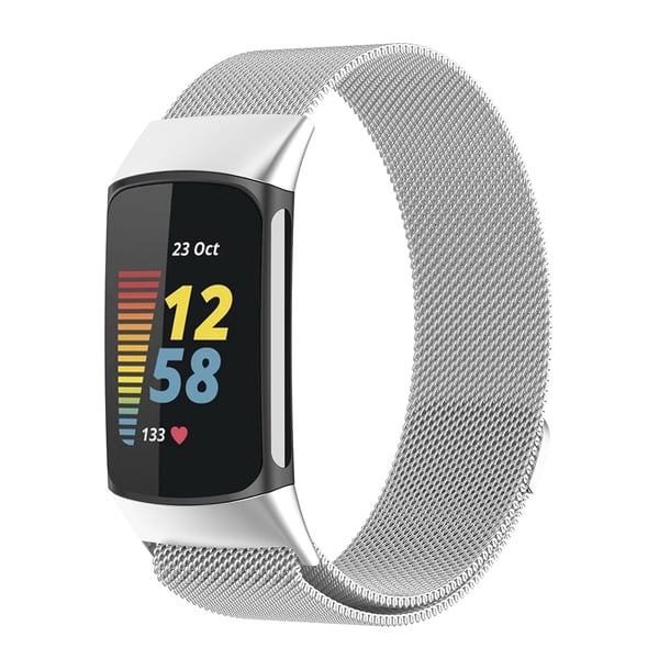 Milanese Loop-armbånd til Fitbit Charge 5/6 - Sølv