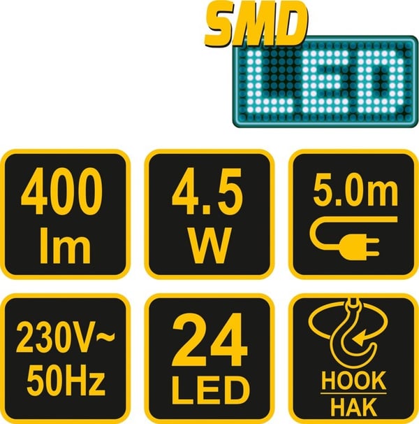 Työvalaisin langallinen SMD LED 4,5W / 82706 / VOREL