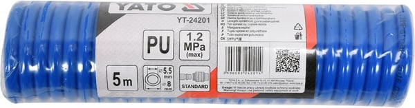 Yato spiralslange 5,5 mm x 8 mm x 5 m PU med hurtigkoblinger YT-24201