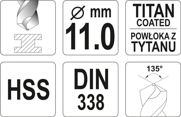 Yato metallbor HSS-Tin 11 mm YT-44664