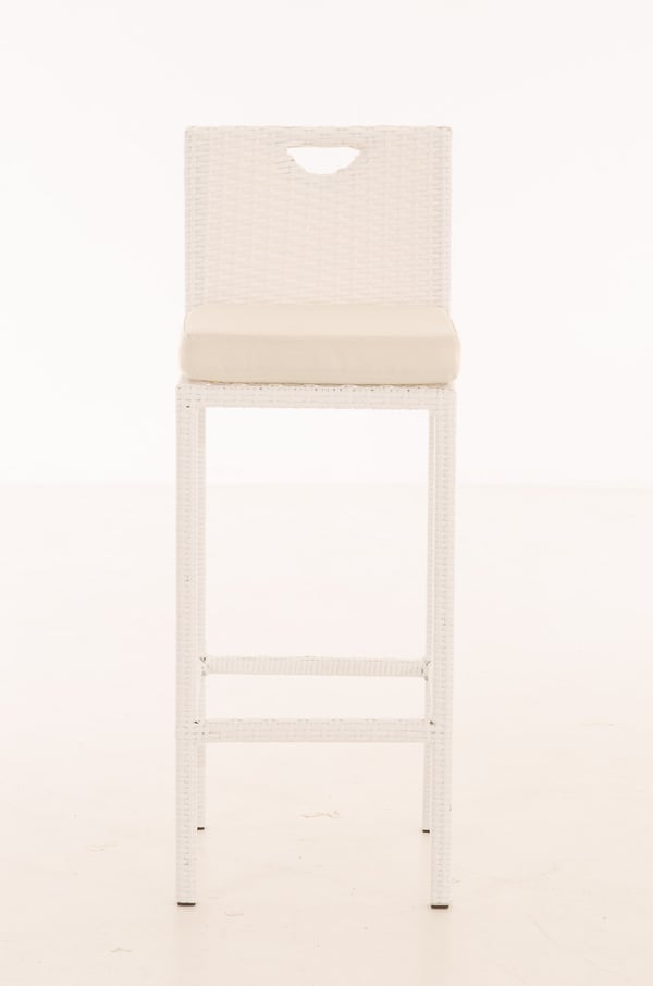 Utomhus-Barstol Mari med sittdyna | Polyrattan bardstol med fotstöd | Benny-stol med 75 cm sitthöjd