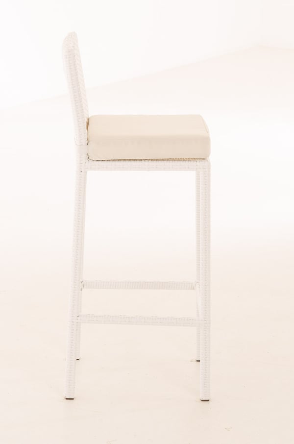 Utomhus-Barstol Mari med sittdyna | Polyrattan bardstol med fotstöd | Benny-stol med 75 cm sitthöjd