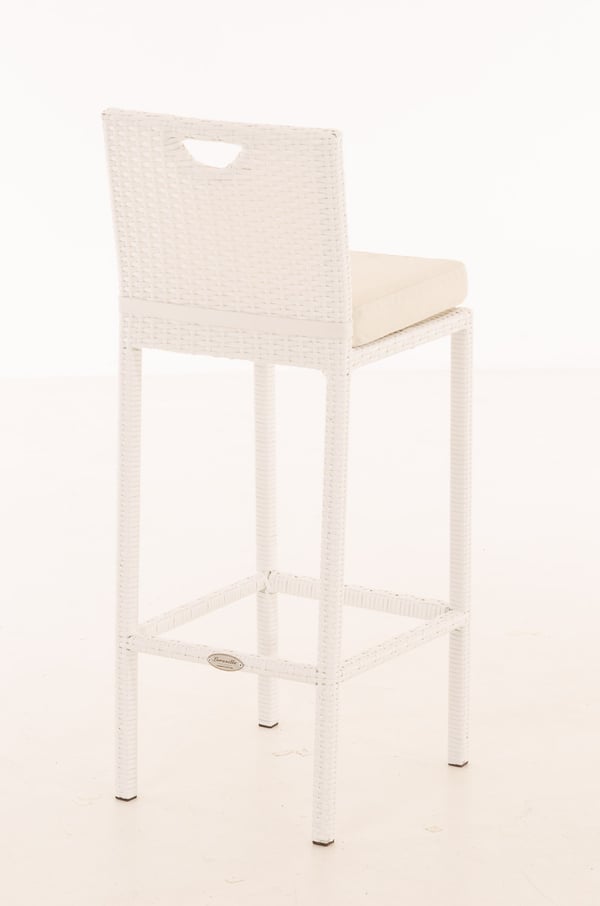 Utomhus-Barstol Mari med sittdyna | Polyrattan bardstol med fotstöd | Benny-stol med 75 cm sitthöjd