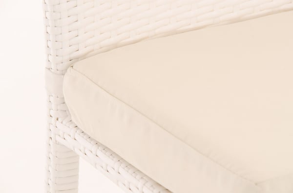 Utomhus-Barstol Mari med sittdyna | Polyrattan bardstol med fotstöd | Benny-stol med 75 cm sitthöjd