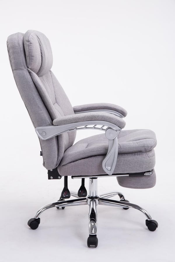 Ergonominen työtuoli jalkatuella XL Troy, pehmustettu kankainen työtuoli, korkeussäädettävä pyörivä tuoli, kantokyky 160 kg asti