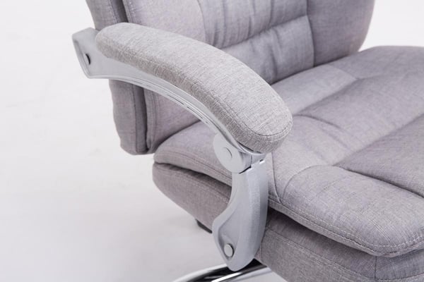 Ergonominen työtuoli jalkatuella XL Troy, pehmustettu kankainen työtuoli, korkeussäädettävä pyörivä tuoli, kantokyky 160 kg asti