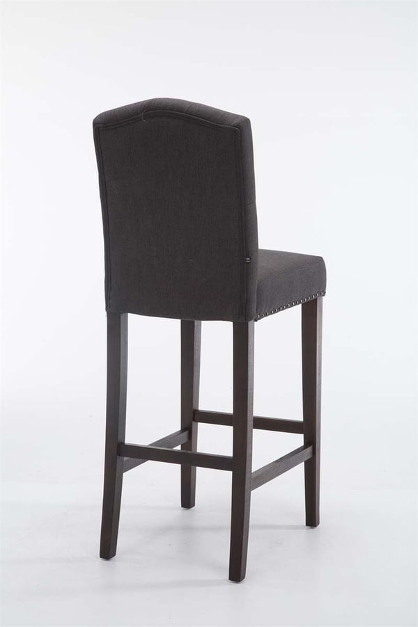 Barstol LOUISE, tygklädsel, trästomme, sitthöjd 73 cm, ryggstöd + fotstöd, koppardekorknappar, med golvskydd