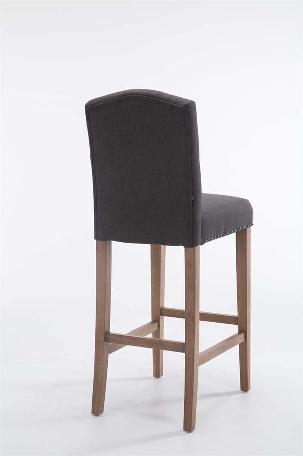 Barstol LOUISE, tygklädsel, trästomme, sitthöjd 73 cm, ryggstöd + fotstöd, koppardekorknappar, med golvskydd