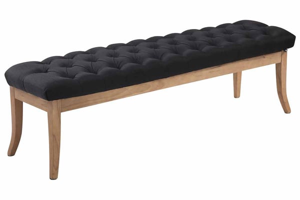 Bänk Ramses med högkvalitativ stoppning och tygöverdrag | Bänk med antikljusa träben | Träbänk med en sitthöjd på: 46 cm