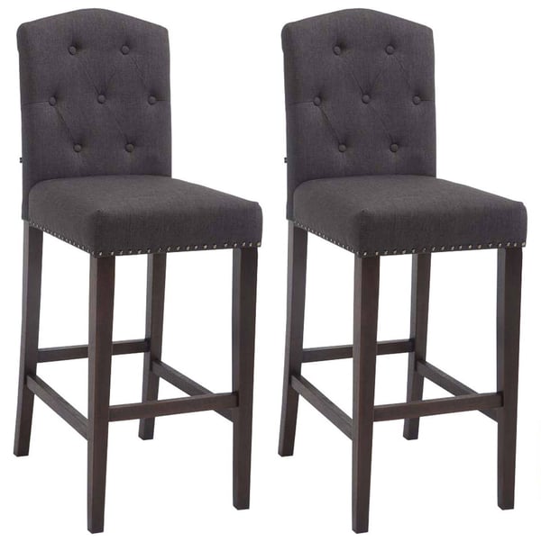 2-pack barstol Louise med tygklädsel | Barstol i trä | Stol för bardisk med fotstöd