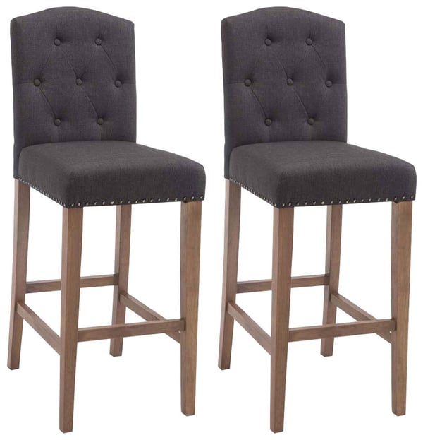 2-pack barstol Louise med tygklädsel | Barstol i trä | Stol för bardisk med fotstöd