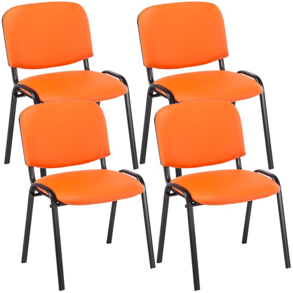 4-pack besöksstol Ken konstläder | Stapelbar med robust metallram | Stol med ryggstöd