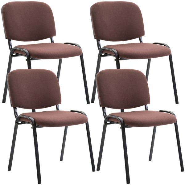 4-pack Besöksstol Ken i Tyg | Stapelbar Metallram | Stoppad Stol med Ryggstöd