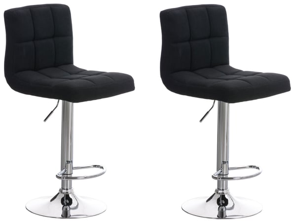 2-pack Barstolar Peru med tygklädsel I Snurrbara, höj- och sänkbara barstolar med ryggstöd & metallställning i krom-look