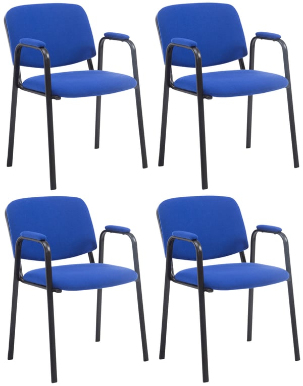 Ken Pro stapelstolar 4-pack, vadderade armstöd, tygklädsel. Stapelbara konferensstolar med svart metallunderrede, stabila upp till 150 kg Ken Pro stapelstolar 4-pack, vadderade armstöd, tygklädsel. Stapelbara konferensstolar med svart metallunderrede, stabila upp till 150 kg