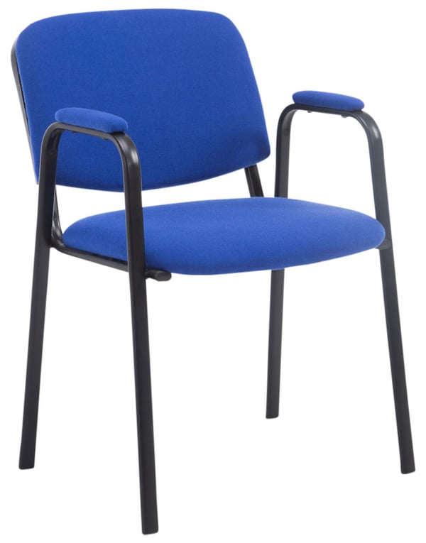 Ken Pro stapelstolar 4-pack, vadderade armstöd, tygklädsel. Stapelbara konferensstolar med svart metallunderrede, stabila upp till 150 kg