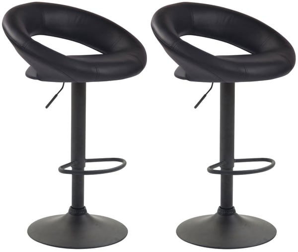 2-pack Barstolar Olinda Konstläder | Justerbar Höjd | Barpallar Med Fotstöd | Diskstolar Med Trumpetfot Metall
