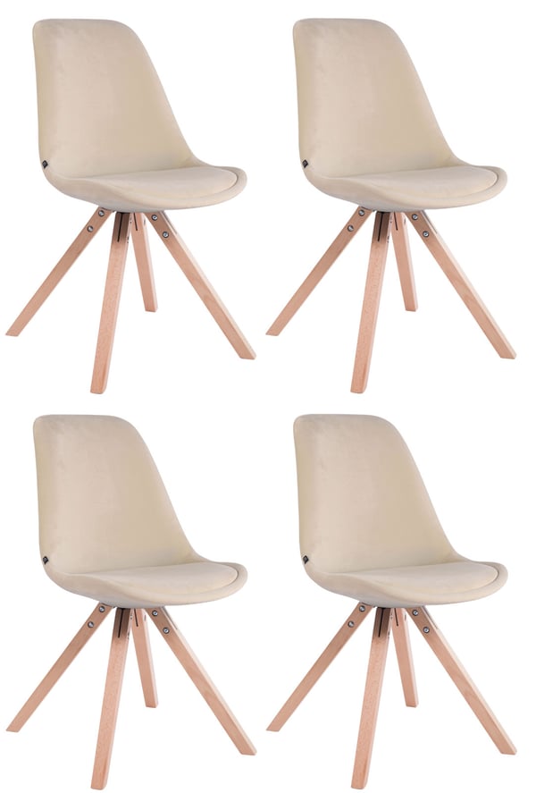 4-pack Retro Stolar Toulouse Sammetsfyrkantiga Med Kvalitetskudde I Stol Med Stabil Träram