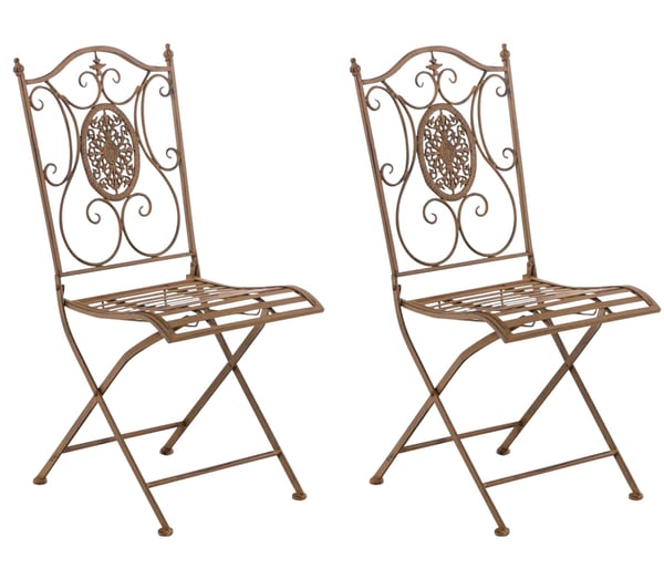 2-pack trädgårdsstolar Sibell i lantlig stil, metall med fällbar design, perfekt för terrass eller balkong, finns i 6 färger 2-pack trädgårdsstolar Sibell i lantlig stil, metall med fällbar design, perfekt för terrass eller balkong, finns i 6 färger