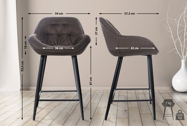 2 kpl baarijakkarasetti Gibson - Baarituoli jalkatuella - 2 x pehmustettu baarijakkara