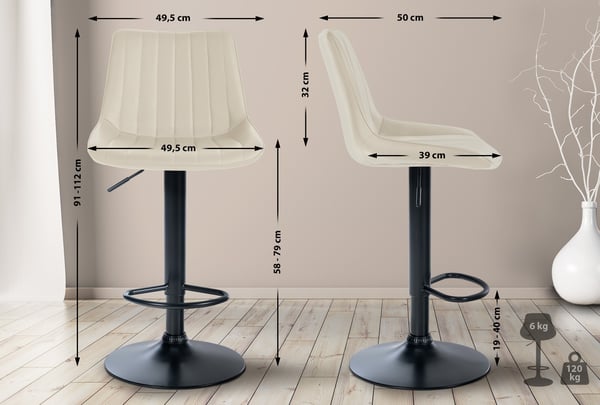 Barstol Toni Kunstlæder I Højdejusterbar Barstol Med Metalstel I Barstol Med Integreret Fodstøtte