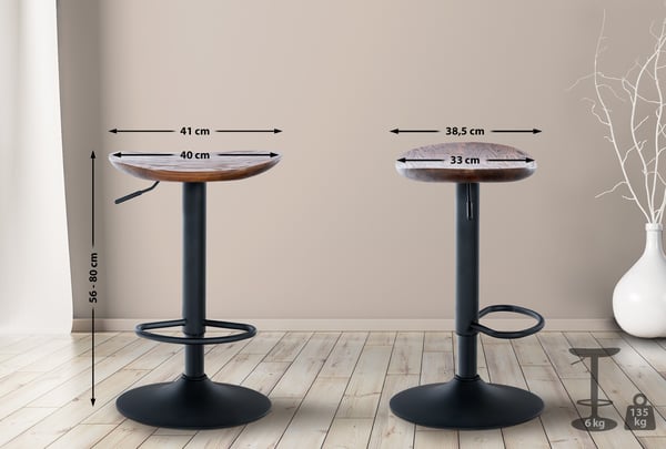 Barpall Skelde I Höjningsbar barpall med fotstöd I Sits i massivt trä