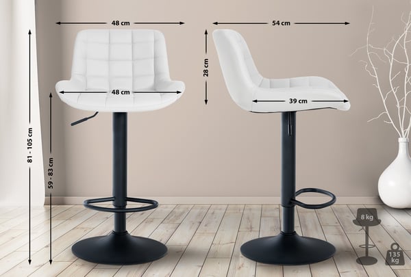 Baarijakkara Tover I Korkeussäädettävä Counter jakkara I 360 ° kääntyvä tuoli selkänojalla laskuri ja baari