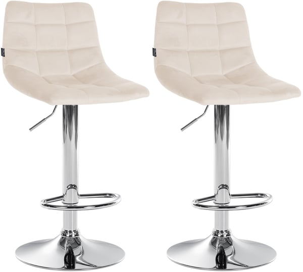 Set om 2 barstolar Jerry Velvet I höjdjusterbar barstol I 360° svängbar stol med ryggstöd I pall med fotstöd
