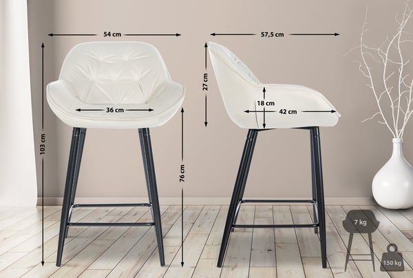 Sæt med 2 barstole Gibson velvet I sædehøjde 76 cm I barstole med fodstøtte